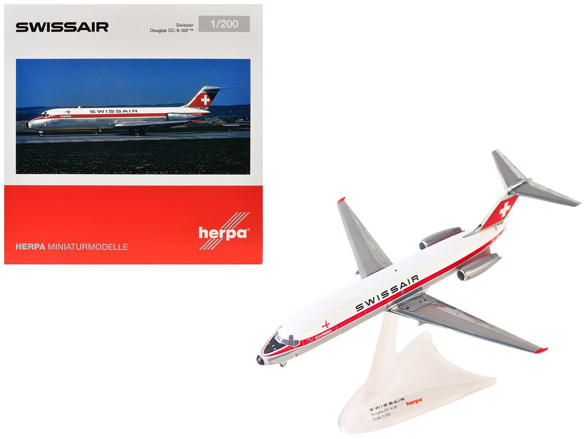 Rapid Vehicles Douglas DC-9-30F Commercial Aircraft "Swissair" (HB-IFW) White with Red Stripes...