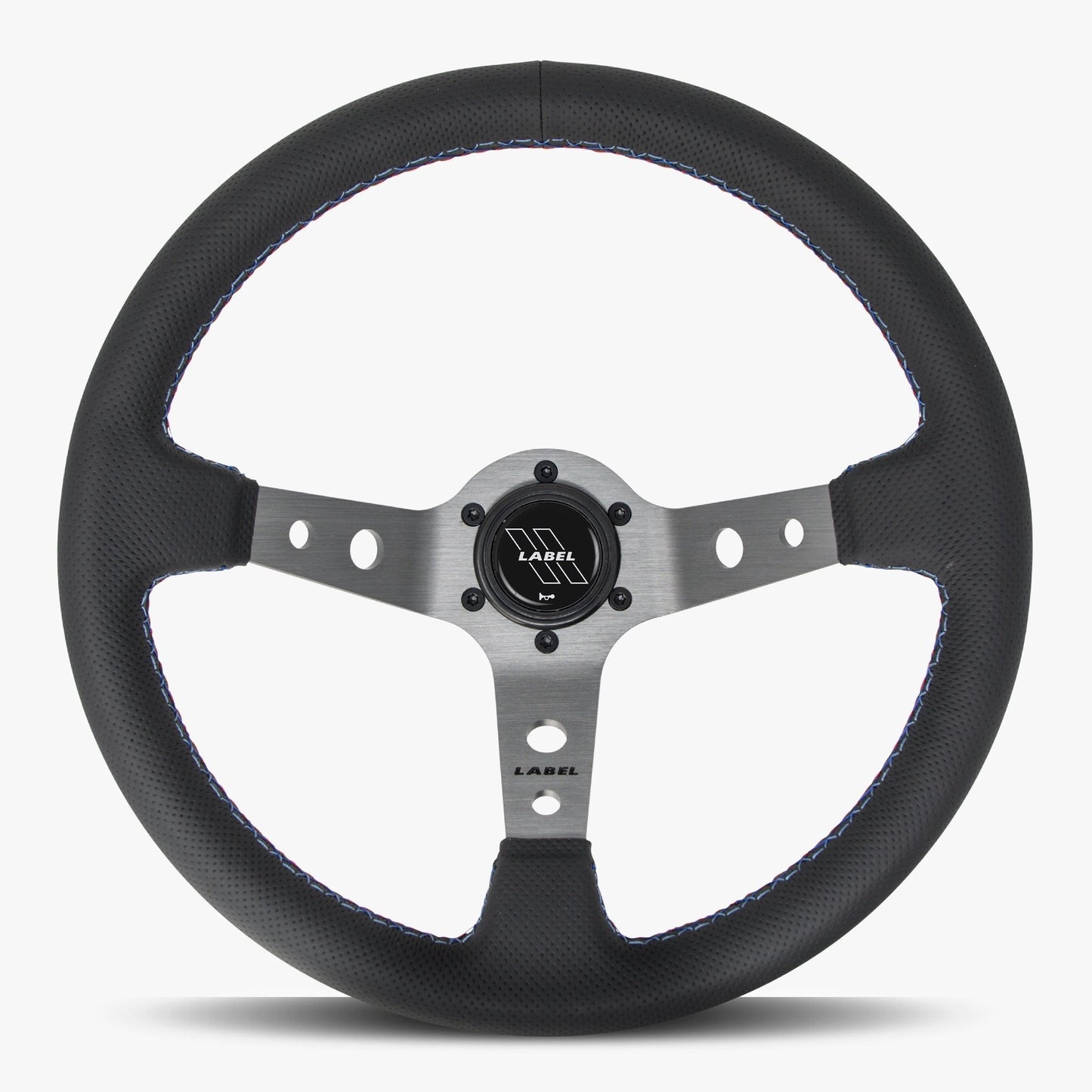The Daytona | Black Perforated Leather | Graphite Spoke | RED Stitch