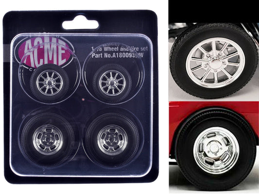 Rapid Vehicles "Drag" Wheel and Tire Set of 4 pieces from 1961 Chevrolet Corvette Gasser for 1/18...