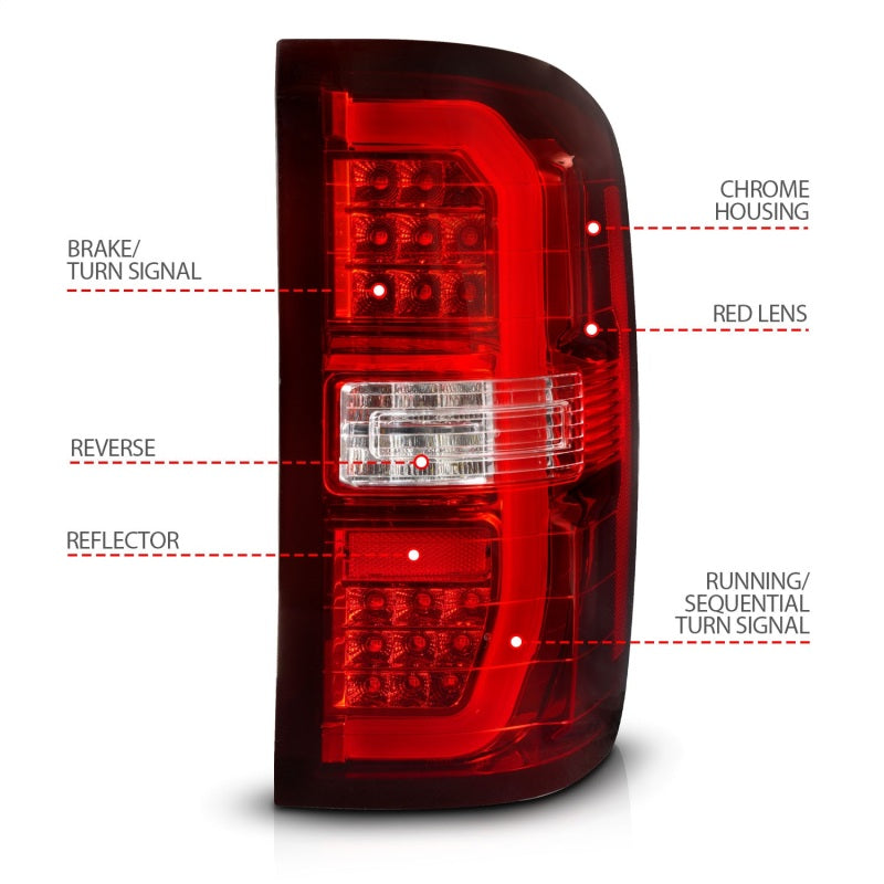 FR SPORT ANZO 14-18 GMC Sierra 1500 LED Taillights Red/Clear 311466 - View 5