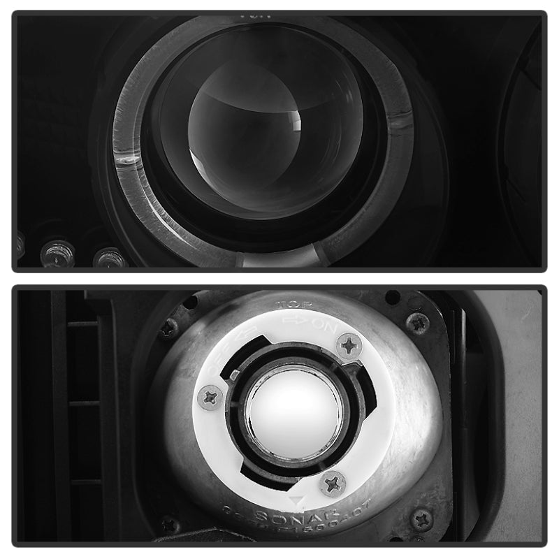 FR SPORT Spyder GMC Sierra 1500/2500 99-06 Projector Headlights LED Halo LED Blk Smke...