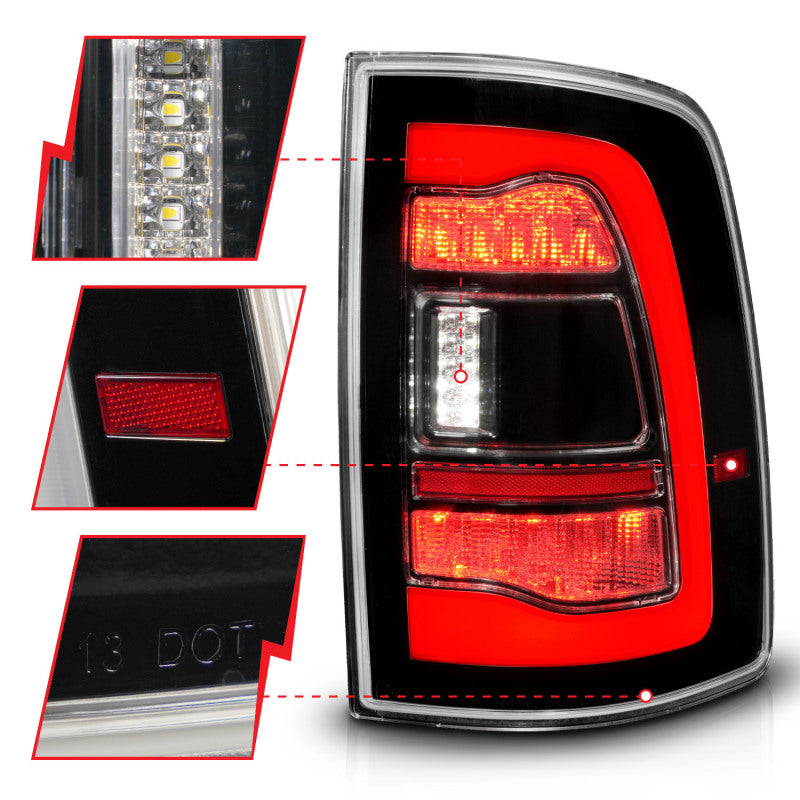 ANZO 09-18 Dodge Ram 1500 Sequential LED Taillights Black 311469