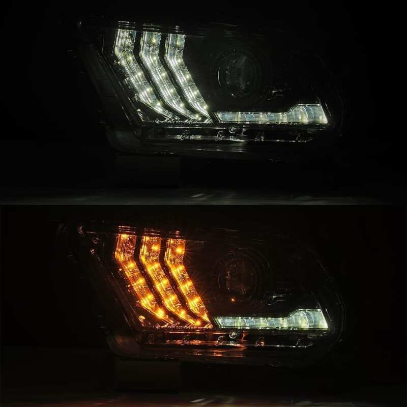AlphaRex 10-12 Ford Mustang PRO-Series Projector Headlights Plank Style Black w/Top/Bottom DRL 880112 *Discontinued