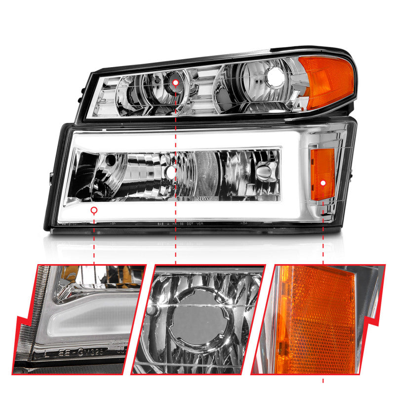 FR SPORT ANZO 04-12 GM Colorado/Canyon/I-Series Crystal Headlights - w/ Light Bar Chrome Housing...