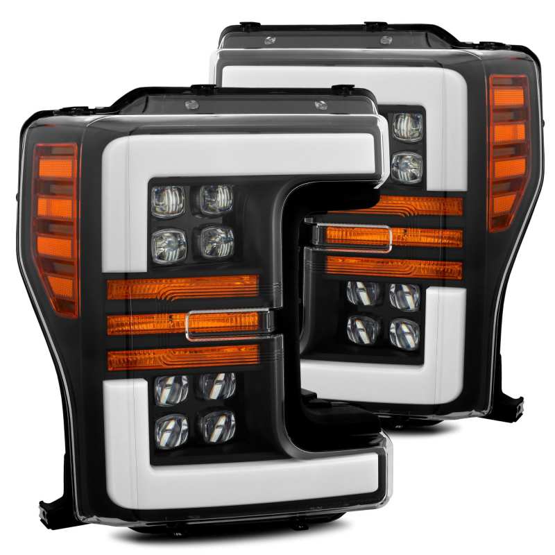 FR SPORT AlphaRex 17-19 Ford F-250 SD NOVA LED Proj Headlights Plank Style Matte Blk w/Activ...