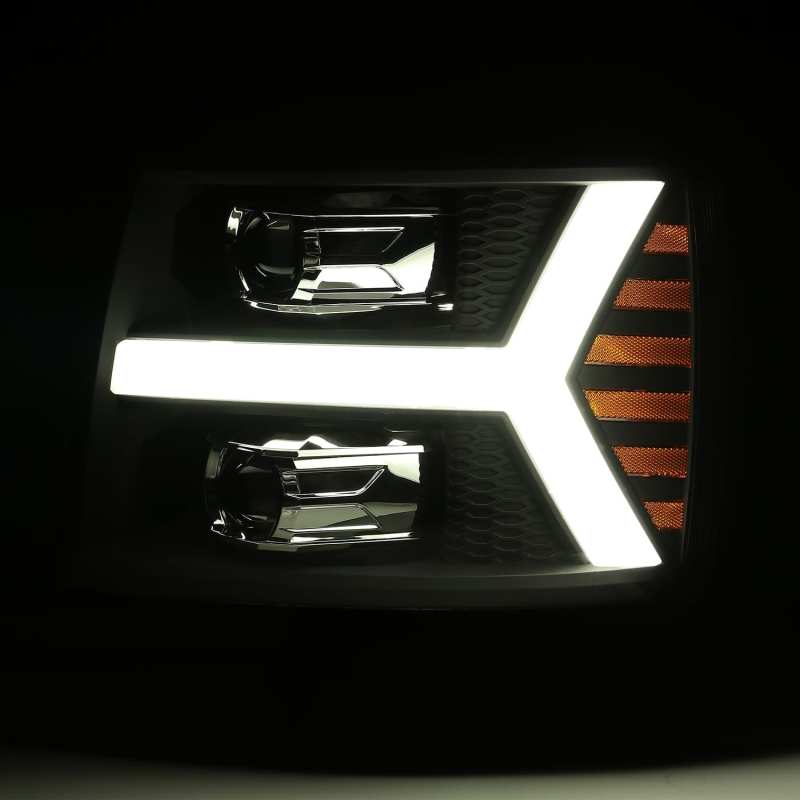 AlphaRex 07-13 Chevy 1500HD PRO-Series Proj Headlight Plank Style Matte Blk w/Activ Light/Seq Signal 880205 *Discontinued