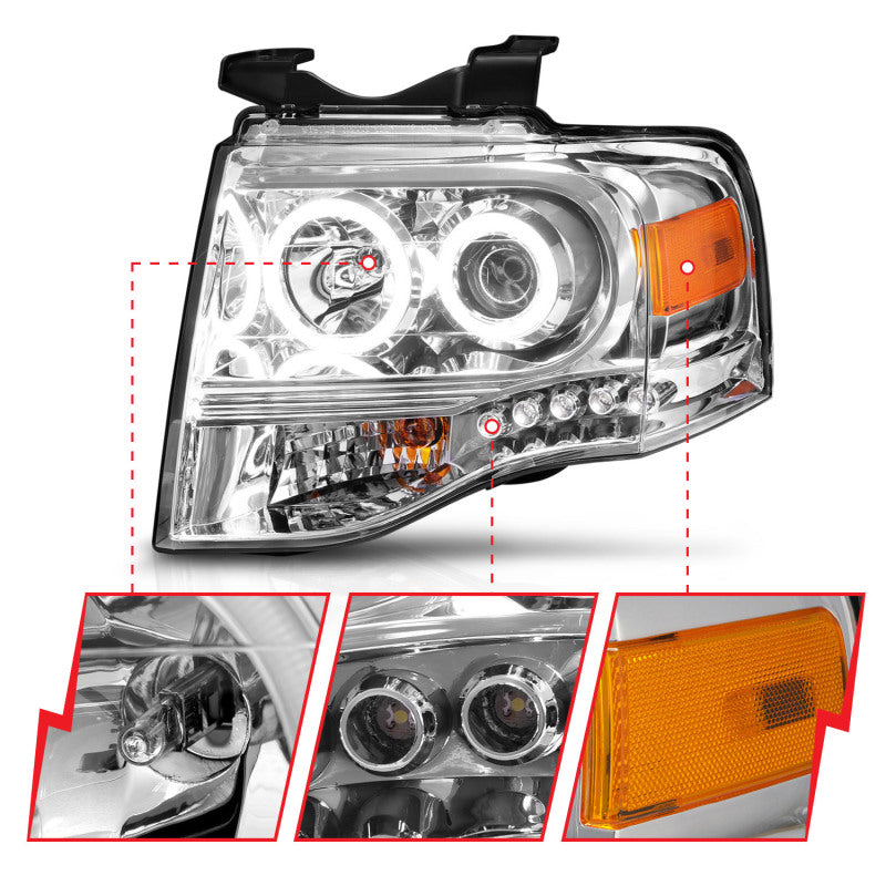 Anzo 2007-2014 Ford Expedition Projector Headlights Chrome