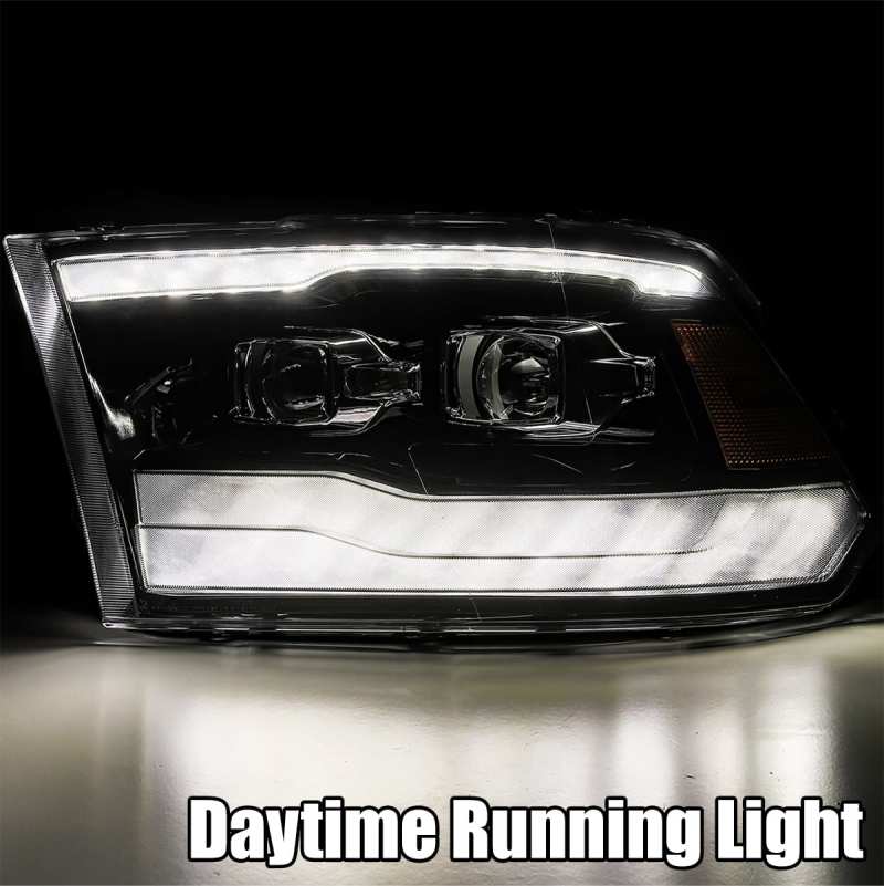 AlphaRex 09-18 Dodge Ram 1500HD PRO-Series Projector Headlights Plank Style Black w/Seq Signal/DRL 880597 *Discontinued