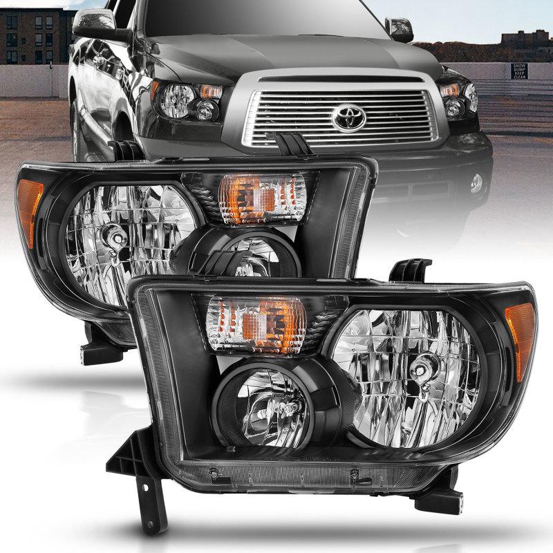 FR SPORT ANZO 2007-2013 Toyota Tundra Crystal Headlight Black Amber 111436
