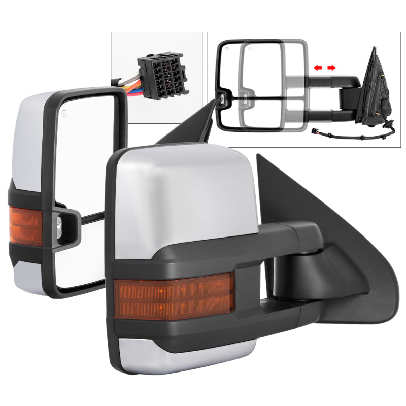 FR SPORT SPYDER xTune Chevy Silverado 14-16 Heated Amber LED Signal Mirror Chrome...