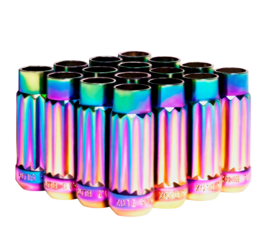 FR SPORT BLOX Racing 12-Sided P17 Tuner Lug Nuts 12x1.5 - NEO Chrome Steel - Set of 16...