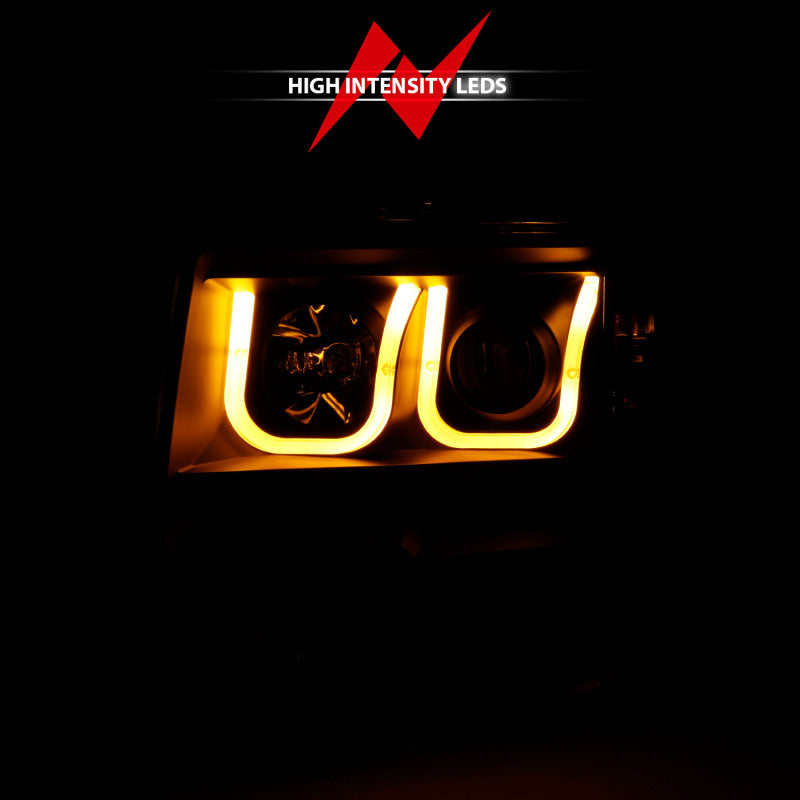 Anzo Ford F-150 09-14 Projector Switchback Headlights U-Bar Black W/ Amber