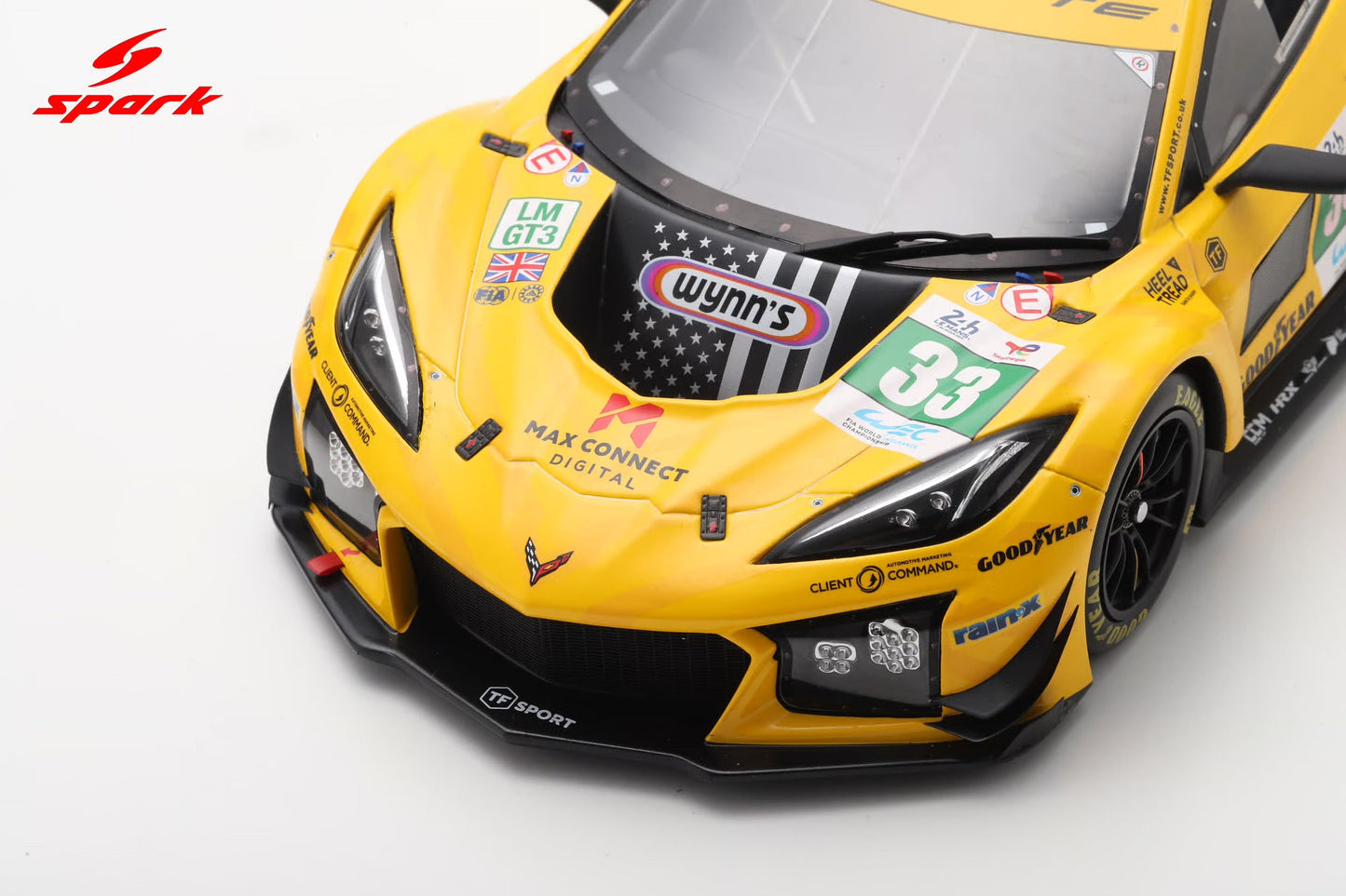 Spark Model Chevrolet Corvette C8 Z06 GT3.R #33 TF Sport 2025 IMSA Le Mans 24hrs 1:18 WITH DISPLAY