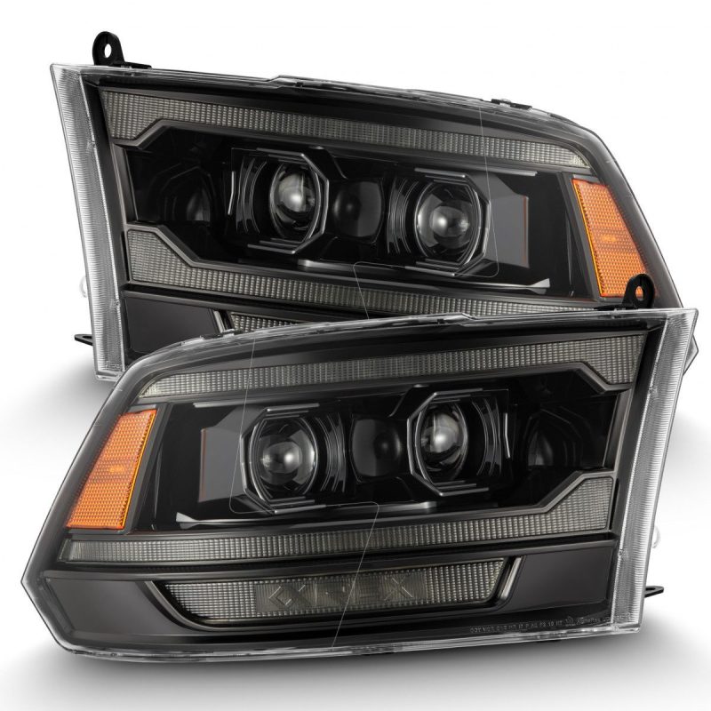 FR SPORT AlphaRex 09-18 Ram 2500 LUXX LED Proj Headlight Plank Style Alpha Blk w/Activ Light/Seq...