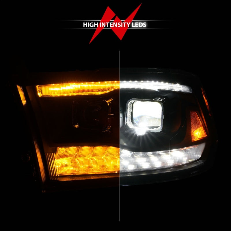 FR SPORT ANZO 09-18 Dodge Ram 1500/2500/3500 Full LED Proj Headlights w/Switchback Light Bar -...