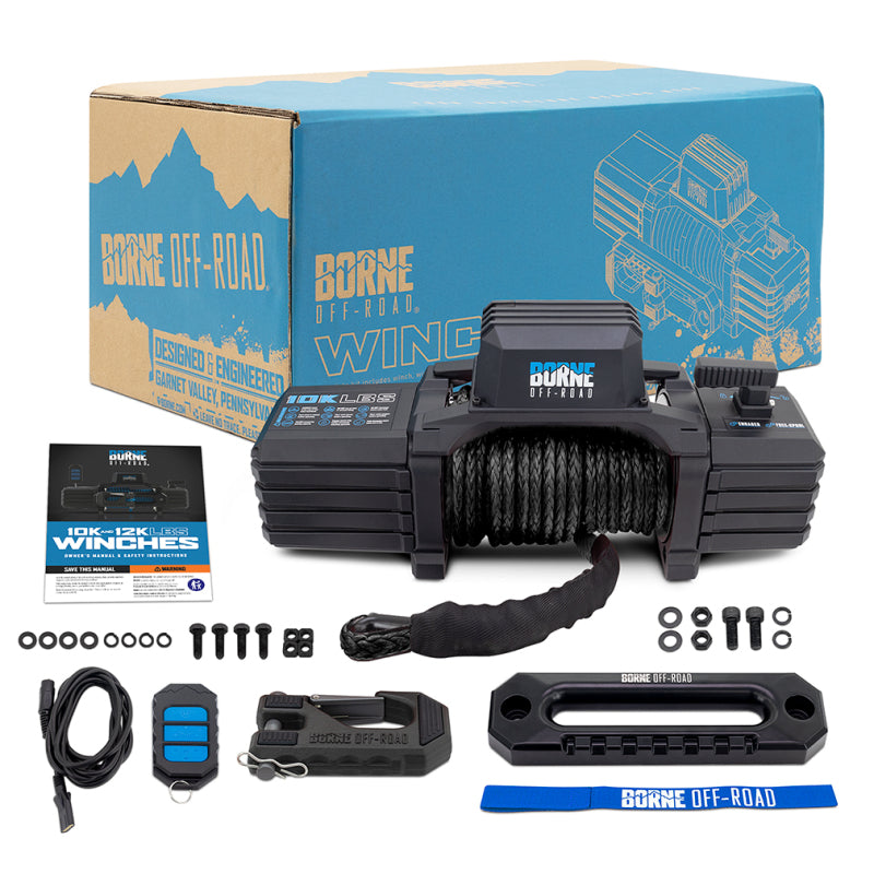 Borne Off-Road 10K Winch - Black Synthetic Rope BNWN-10-SBK