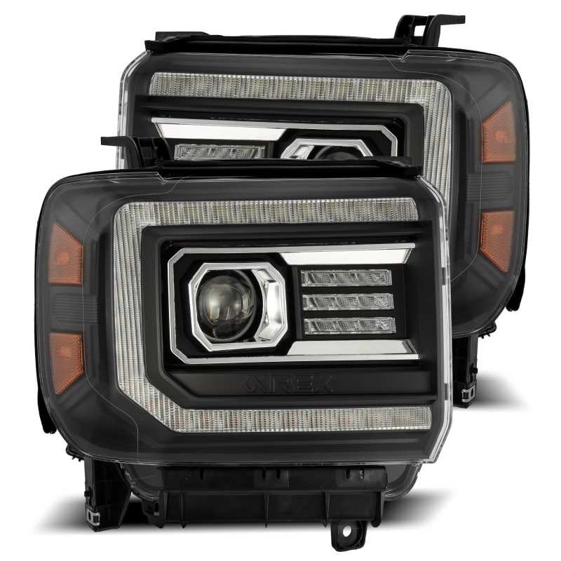 AlphaRex 14-18 GMC Sierra PRO-Series Proj Headlights Plank Style Black w/Activ Light/Seq Signal/DRL 880613 *Discontinued