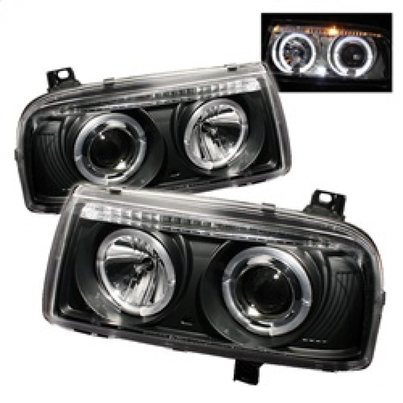 FR SPORT Spyder Volkswagen Jetta III 93-98 Projector Headlights LED Halo Blk High H1 Low H1...