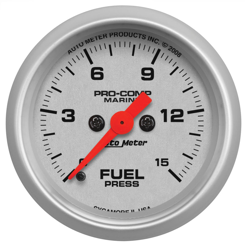 FR SPORT AutoMeter Marine 2-1/16in 15 PSI Digital Stepper Motor Fuel Pressure Gauge 200848-33