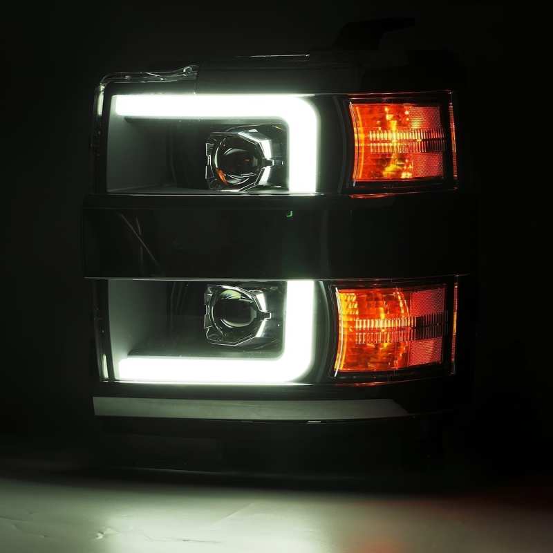 FR SPORT AlphaRex 15-19 Chevy 2500HD PRO-Series Proj Headlights Plank Style Blk w/Activ Light/Seq...