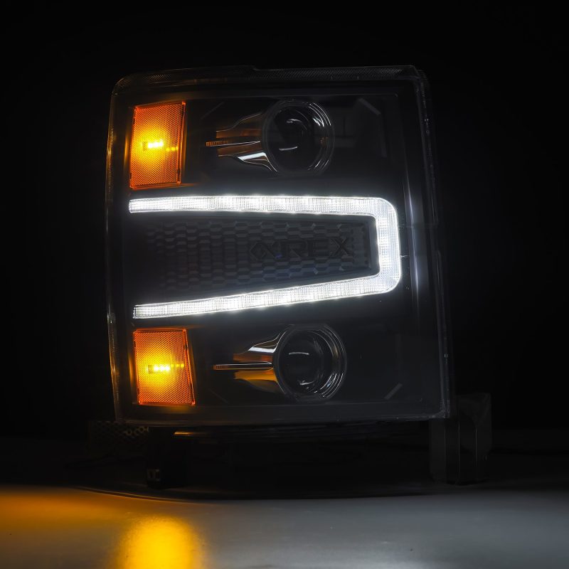 FR SPORT AlphaRex 04-15 Chevy 1500HD LUXX-Series LED Proj Headlights Black w/Activ Light/Seq...