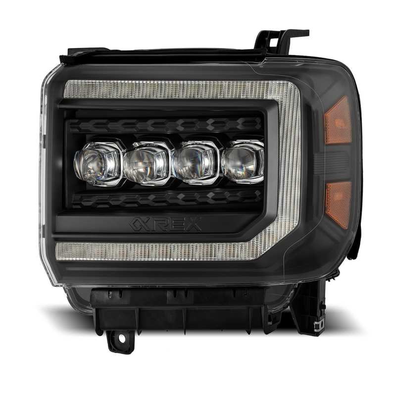 AlphaRex 14-18 GMC Sierra NOVA LED Proj Headlights Plank Style Black w/Activ Light/Seq Signal/DRL 880617 *Discontinued