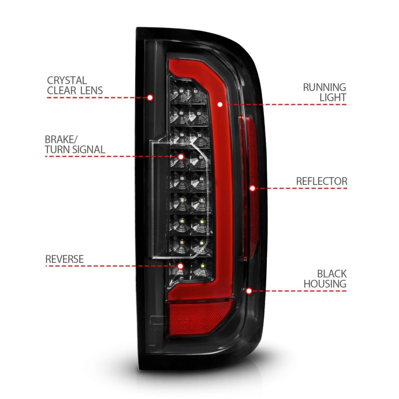 FR SPORT ANZO 15-21 GMC Canyon Full LED Taillights w/ Red Lightbar Black Housing/Clear Lens...