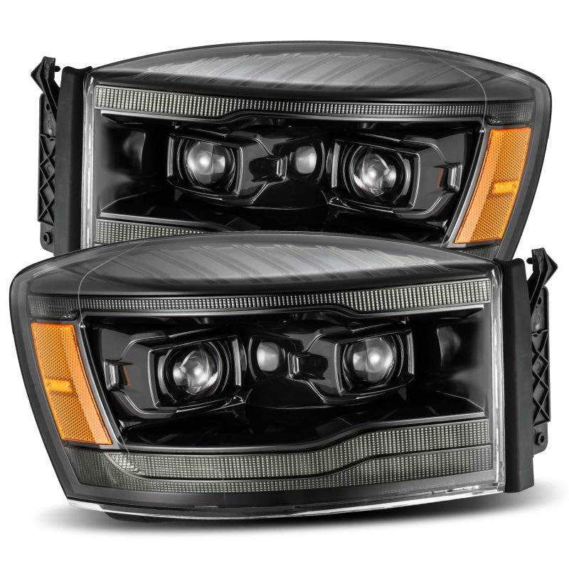 AlphaRex 06-08 Dodge Ram 1500HD PRO-Series Proj Headlights Plank Style Alpha Black w/Seq Signal/DRL 880530 *Discontinued
