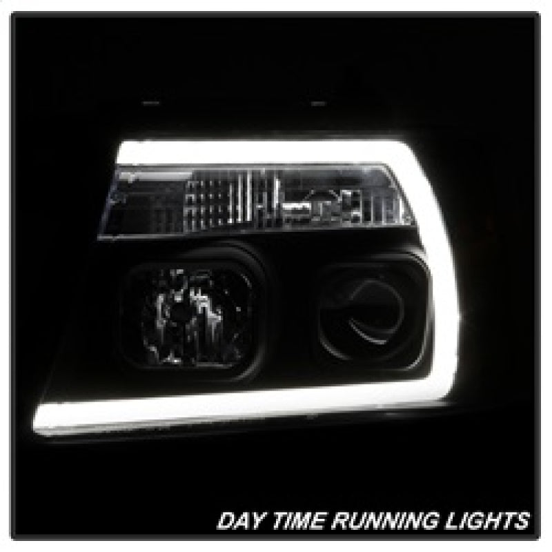 FR SPORT Spyder 04-08 Ford F-150 Projector Headlights - Light Bar DRL - Black...