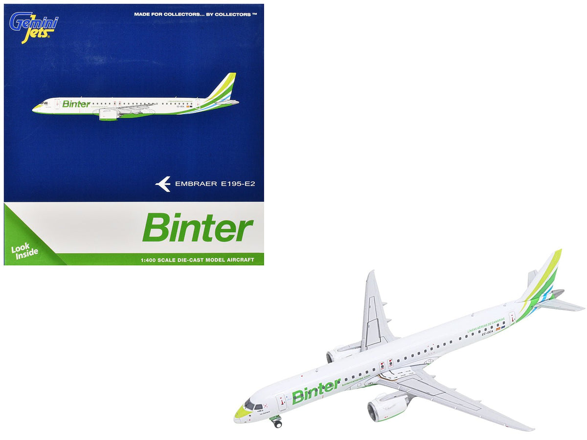 Rapid Vehicles Embraer E195-E2 Commercial Aircraft "Binter Canarias" (EC-OEA) White with Green...