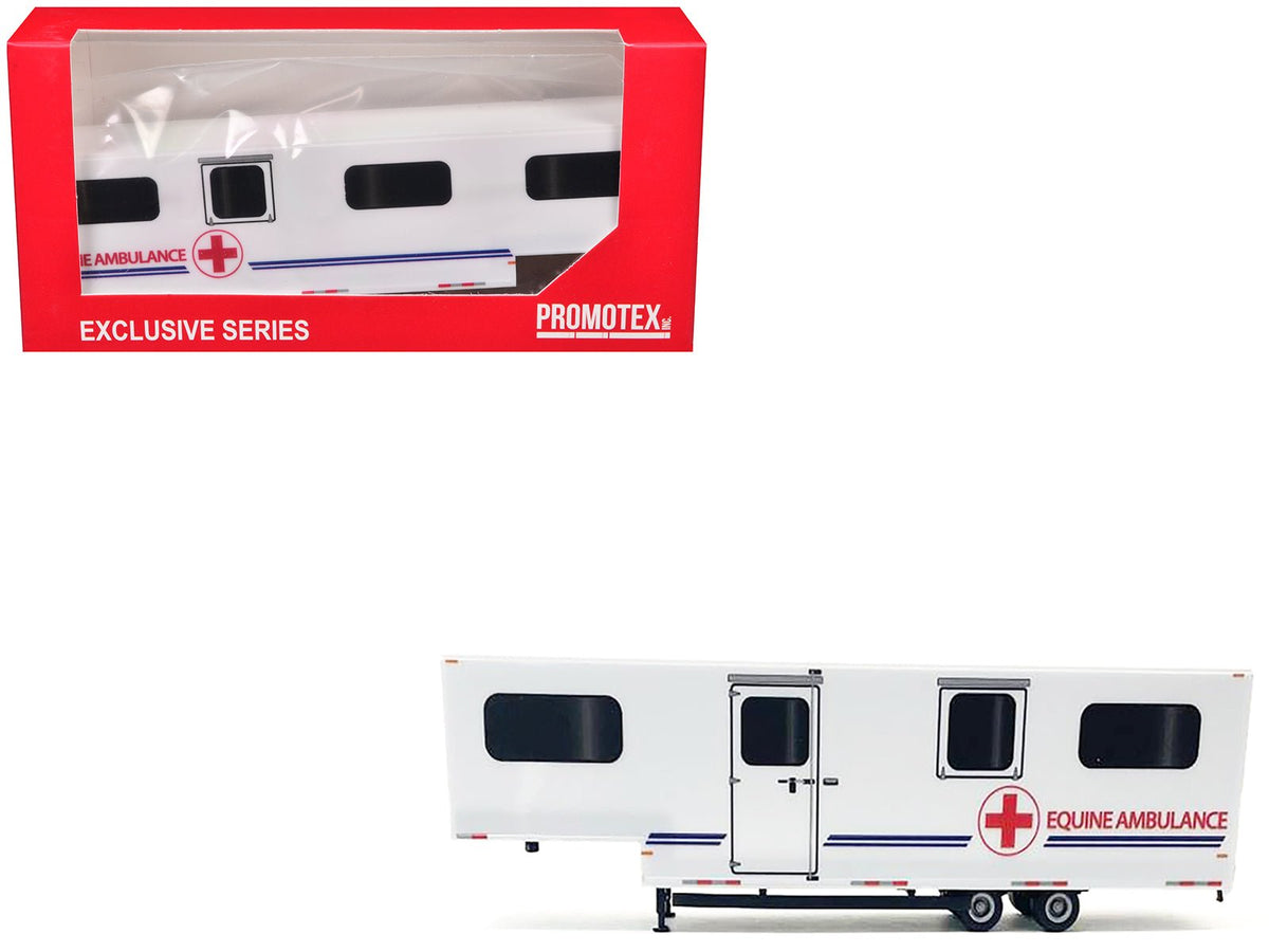 Rapid Vehicles Equine Ambulance Trailer White with Blue Stripes 1/87 (HO) Plastic Model by...