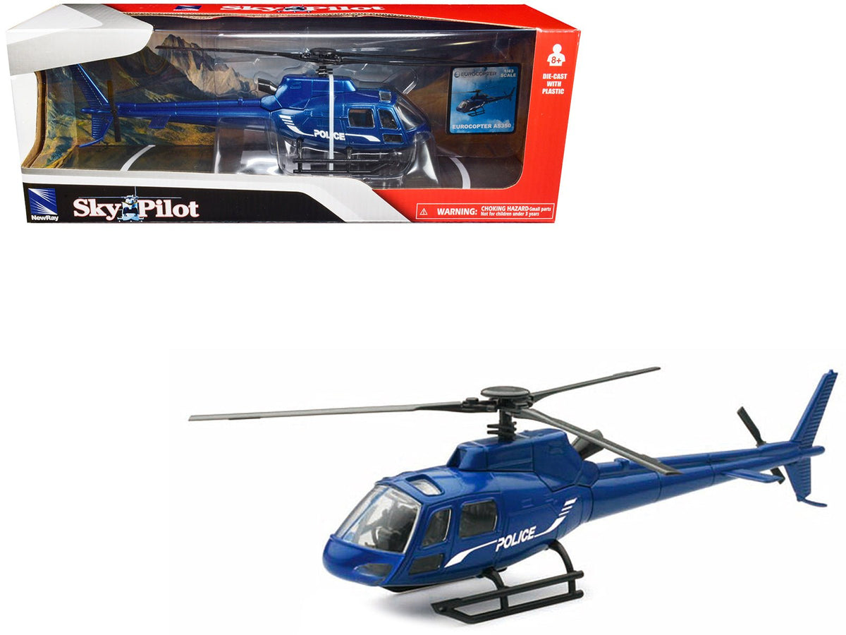 Rapid Vehicles Eurocopter AS350 Helicopter Blue Metallic "Police" "Sky Pilot" Series 1/43 Diecast...