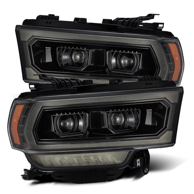 FR SPORT AlphaRex 19-21 Ram 2500 LUXX LED Proj Headlights Plank Style Alpha Blk w/Activ Light/Seq...