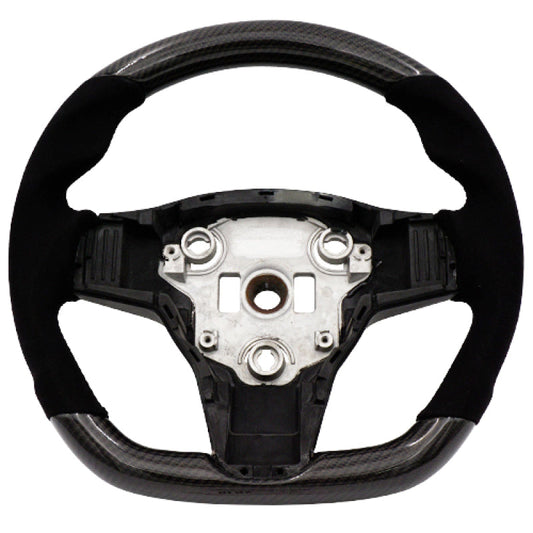 FR SPORT BLOX Racing Tesla Model 3 and Y Carbon/Alcantara Steering Wheel Black Stitching...