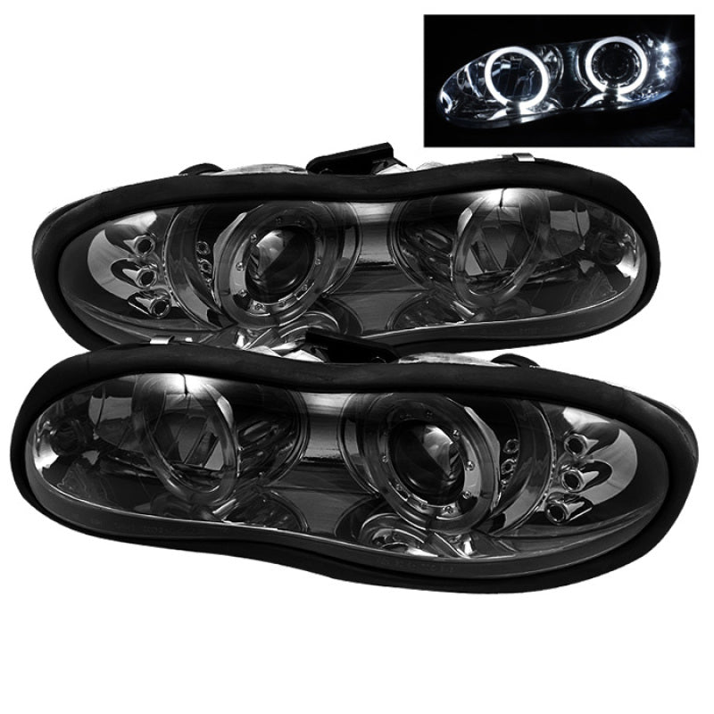 FR SPORT Spyder Chevy Camaro 98-02 Projector Headlights LED Halo LED Smke - Low H1...