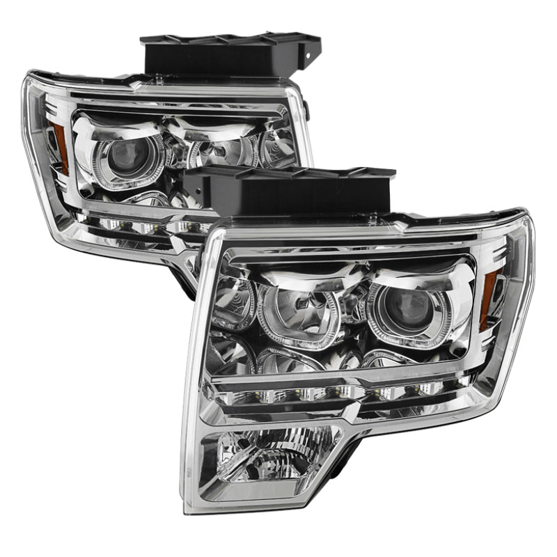 SPYDER Xtune Ford F150 09-14 Projector Headlights Halogen Model Only LED Halo Chrome PRO-JH-FF15009-CFB-C 9032240