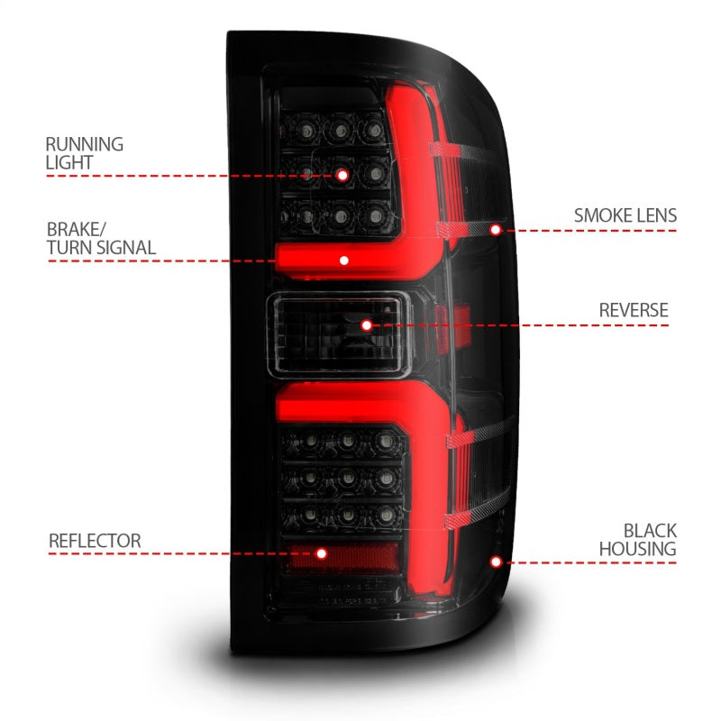 FR SPORT ANZO 15-19 Chevrolet Silverado 2500 HD/3500 HD LED Taillight w/ Sequential Black...