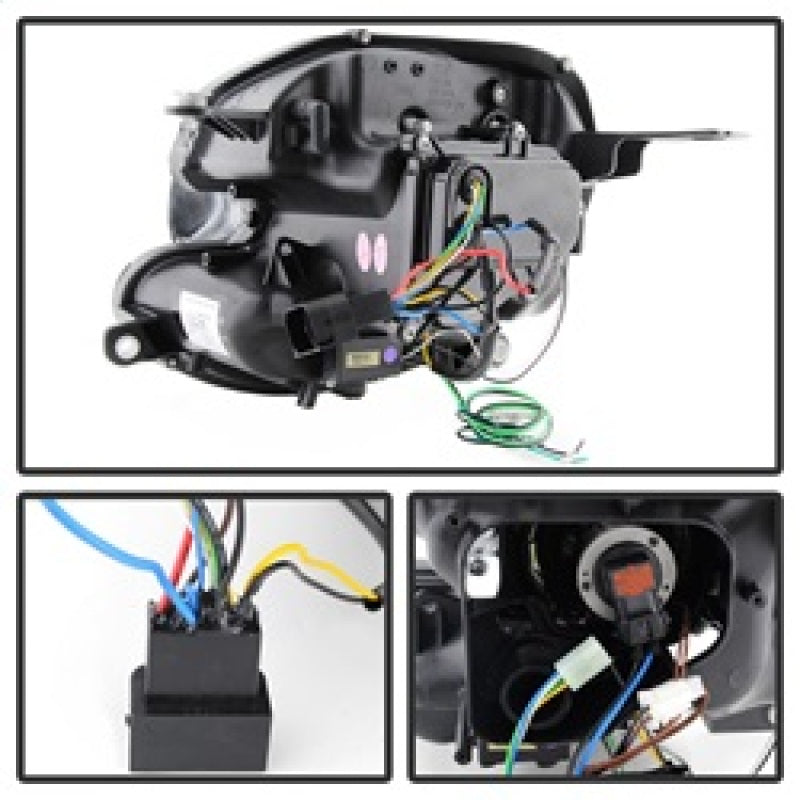 FR SPORT Spyder Mini Cooper 2007-2012 Projector Headlights Halogen Model Only - DRL Black...