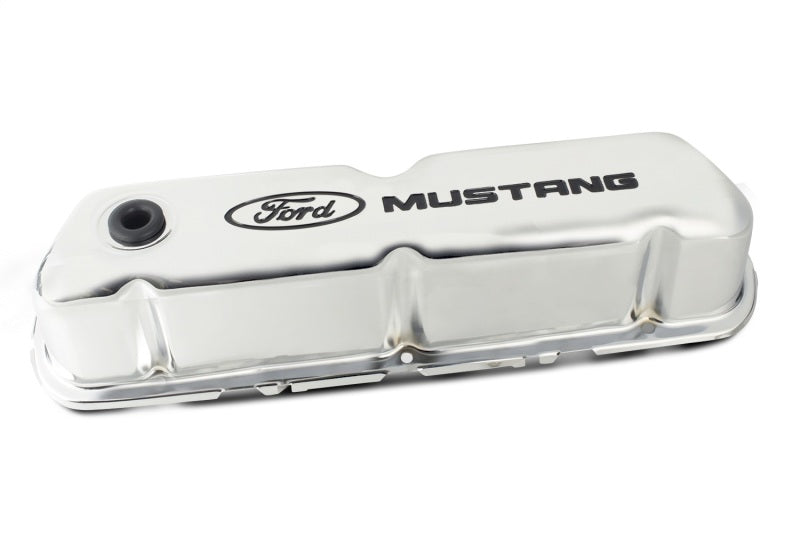 Ford Chrome Steel Valve Cover Set w/Mustang Logo FRD302-100