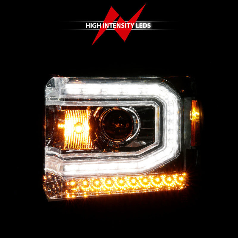 FR SPORT ANZO 2014-2015 Gmc Sierra 1500 Projector Headlights w/ Light Bar Chrome Housing (Halogen...