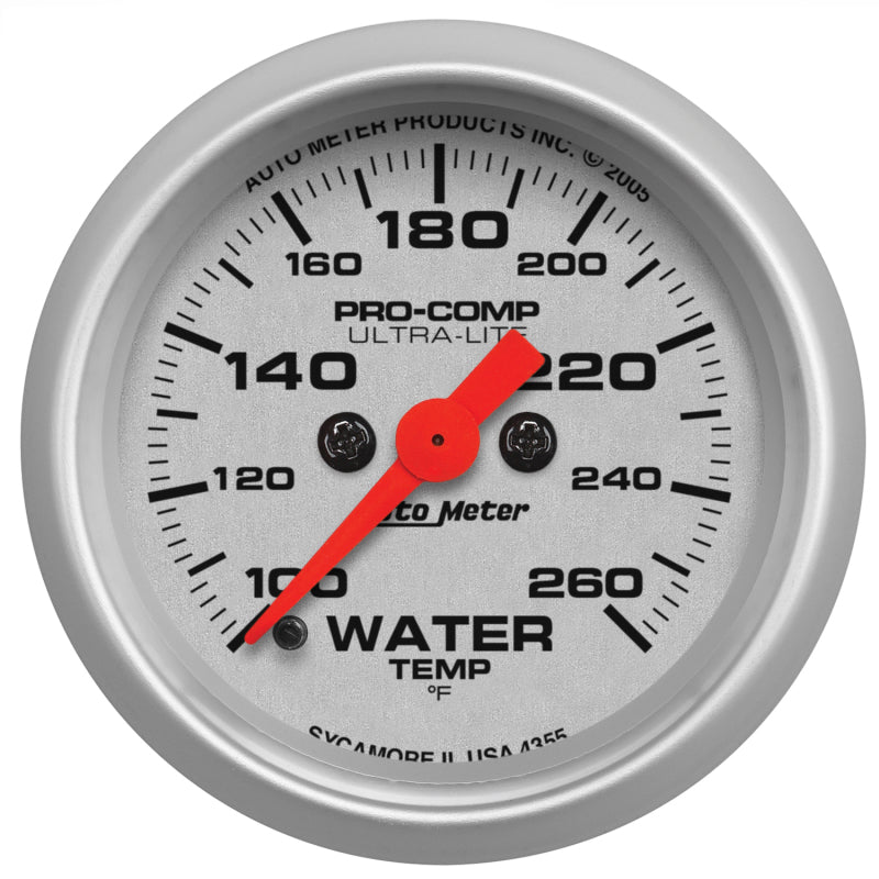 FR SPORT AutoMeter Ultra-Lite 52mm 100-260 degree F Full Sweep Electronic Water Temperature Gauge...