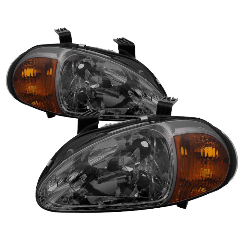 FR SPORT SPYDER Xtune Honda Del Sol 93-97 1Pc Amber Crystal Headlights Smoke...