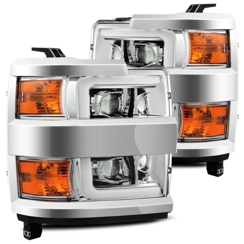 AlphaRex 15-19 Chevy Silverado 2500HD PRO-Series Headlight Plank Chrome w/Activ Light/Seq Signal/DRL 880225 *Discontinued