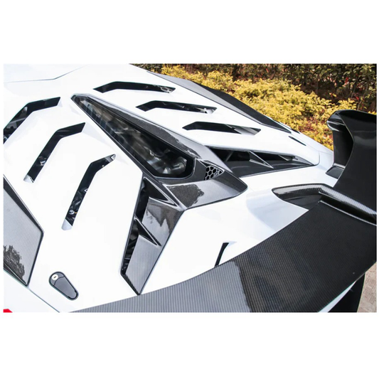 STRATEC SYSTEMS SVJ Style Dry Carbon Fiber Rear Wing Engine Hood Lid for Lamborghini Aventador...