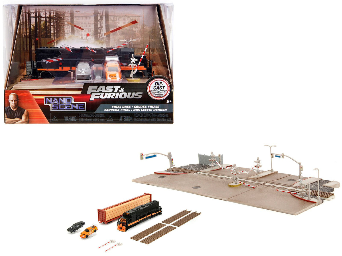 Rapid Vehicles "Fast & Furious" Final Race Diorama with Toyota Supra Orange and Dodge Charger...
