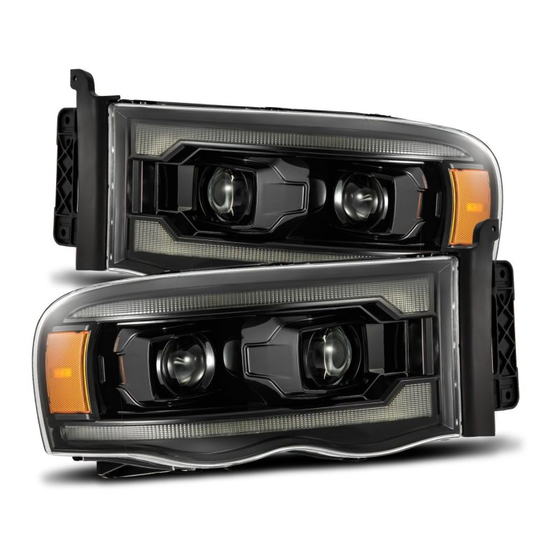 FR SPORT AlphaRex 02-05 Dodge Ram 1500 LUXX LED Proj Headlights Alpha Black w/Activ Light/Seq...