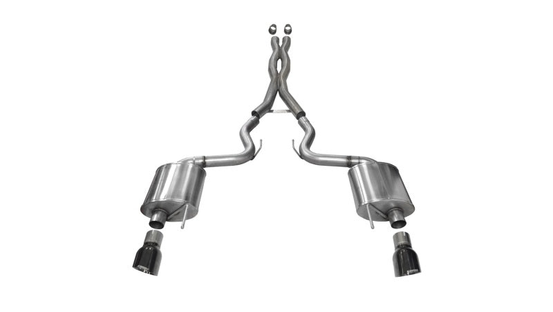 Corsa Performance 2015 Ford Mustang GT 5.0 3in Cat Back Exhaust Black Dual Tips (Sport)