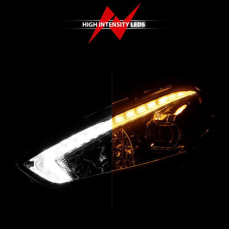 FR SPORT ANZO 15-18 Ford Focus Projector Headlights - w/ Light Bar Switchback Black Housing...