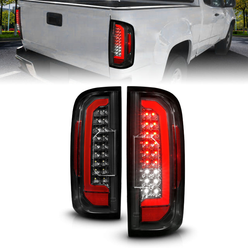 FR SPORT ANZO 15-21 GMC Canyon Full LED Taillights w/ Red Lightbar Black Housing/Clear Lens...