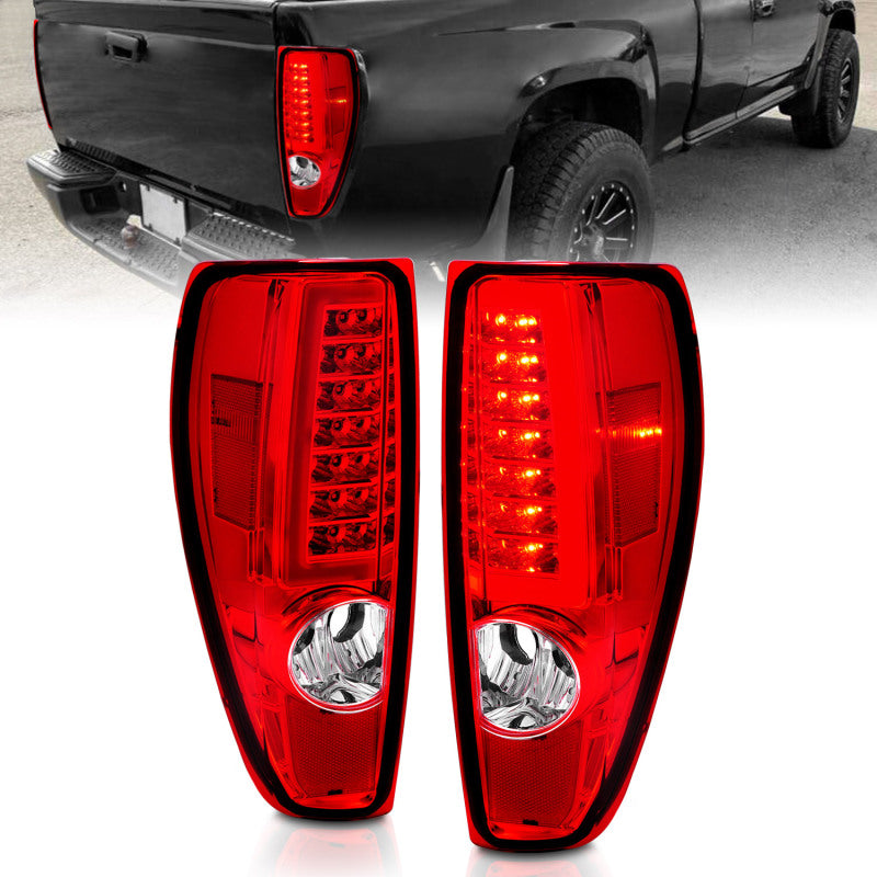 ANZO 2004-2012 Chevrolet Colorado/ GMC Canyon LED Tail Lights w/ Light Bar Chrome Housing Red/Clear 311384